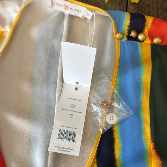 Tory Burch Colourful Striped Sleeveless Bettina Dress Size 12 - Picture 9 of 16
